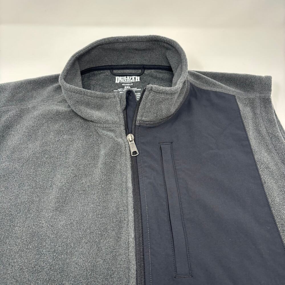 Duluth‎ Trading Mens 3XL Gray Black Full Zip Soft Fleece Relaxed Fit Vest